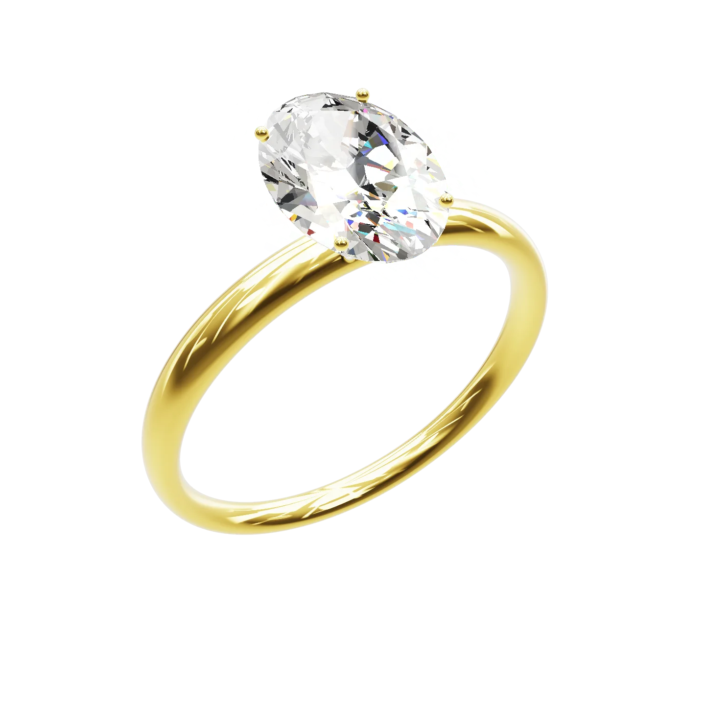 Oval on yellow gold, a rendered design study